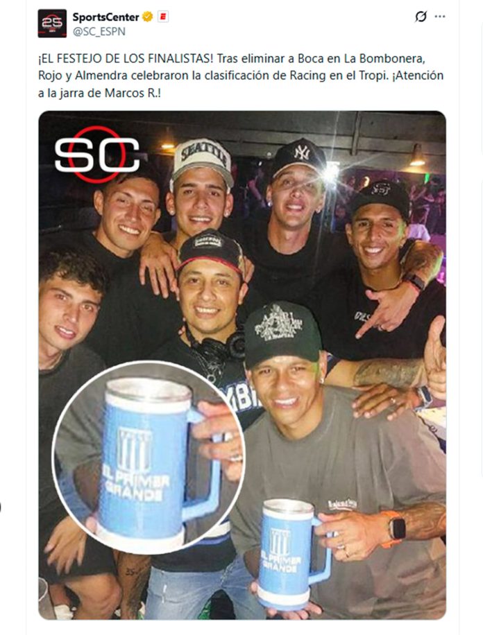 Los festejos de Marcos Rojo tras el triunfo de Racing ante Boca: hit en La Bombonera, llamativo posteo y celebración en un boliche
